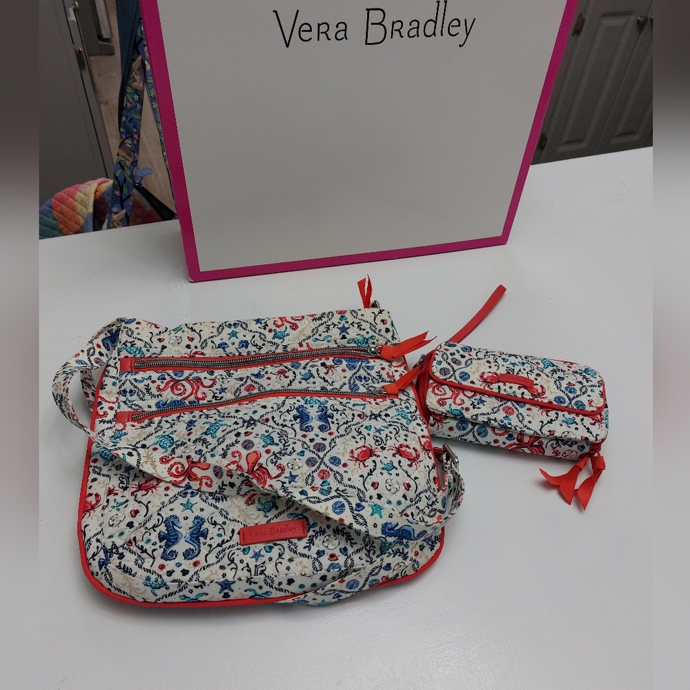 Vera Bradley Sealife Triple Zip Hipster & All In One